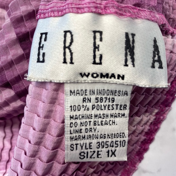 Vintage Y2K 90s Rose Floral Purple Accordion Style Blouse 1X Small Medium Large - Picture 14 of 16